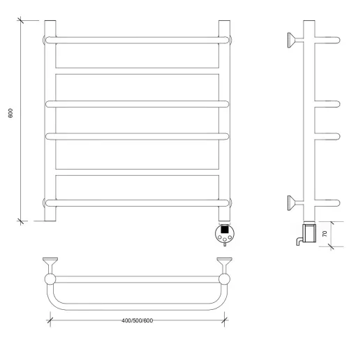 Полотенцесушитель Secado Модена 2 электрический L/R  хром, Выбрать размер: 40х60, Ориентация: левая, изображение 5