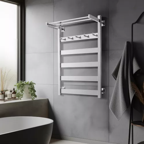 Полотенцесушитель Secado Комано 1 КСП , с крючками и полочкой, электрический L/R  хром, Выбрать размер: 40х60, Ориентация: левая, изображение 2