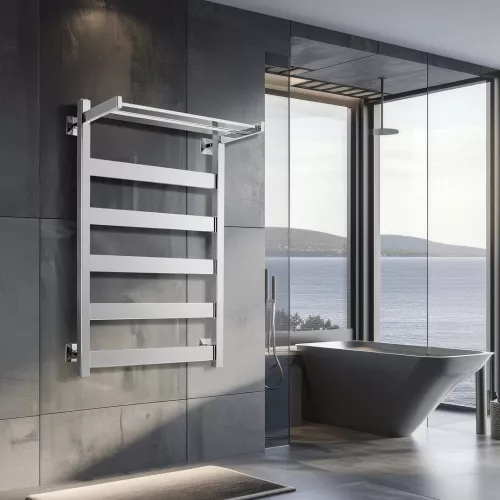 Полотенцесушитель Secado Комано 1 СП , с полочкой, электрический L/R хром, Выбрать размер: 40х60, Ориентация: левая, изображение 2