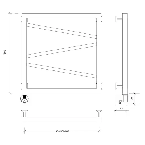 Полотенцесушитель Secado Мирано электрический L/R черный матовый, Выбрать размер: 40x60, Ориентация: левая, изображение 4