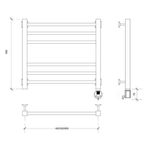 Полотенцесушитель Secado Модена электрический L/R черный матовый, Выбрать размер: 40х60, Ориентация: левая, изображение 4