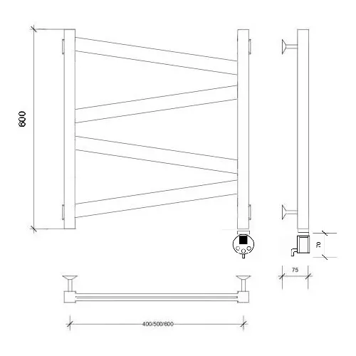 Полотенцесушитель Secado Мирано плюс  электрический L/R черный матовый, Выбрать размер: 40х60, Ориентация: левая, изображение 6