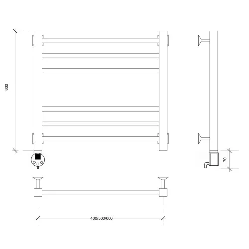 Полотенцесушитель Secado Модена электрический L/R черный матовый, Выбрать размер: 40х60, Ориентация: левая, изображение 3