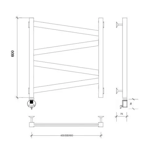 Полотенцесушитель Secado Мирано плюс  электрический L/R черный матовый, Выбрать размер: 40х60, Ориентация: левая, изображение 5