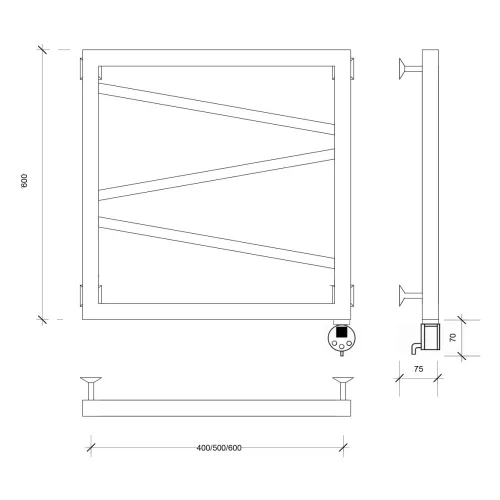 Полотенцесушитель Secado Мирано электрический L/R черный матовый, Выбрать размер: 40x60, Ориентация: левая, изображение 5
