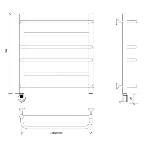 Полотенцесушитель Secado Модена 2  электрический L/R, Выбрать размер: 40х60, Ориентация: левая, изображение 4