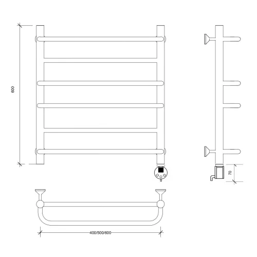Полотенцесушитель Secado Модена 2  электрический L/R, Выбрать размер: 40х60, Ориентация: левая, изображение 5