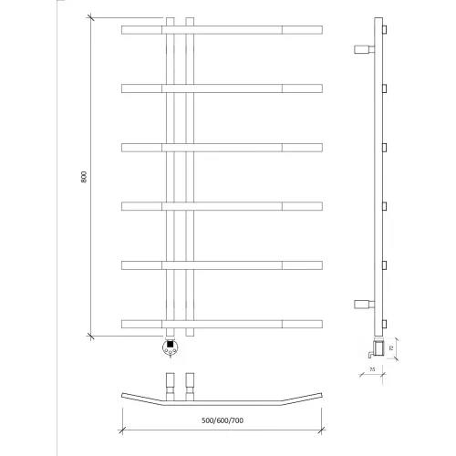 Полотенцесушитель Secado Милето электрический L/R, Выбрать размер: 50х80, Ориентация: левая, изображение 4