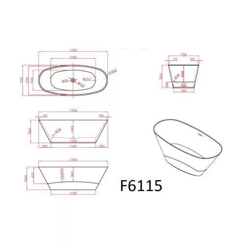 Ванна акриловая Frank F6115  170х75, изображение 9