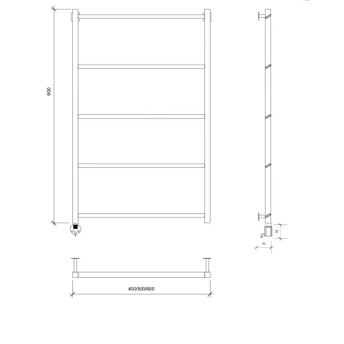 Полотенцесушитель Secado Корсико Grado электрический L/R черный матовый, Выбрать размер: 40х60, Ориентация: левая, изображение 4