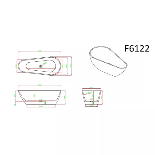 Ванна акриловая Frank F6122  170х75, изображение 7