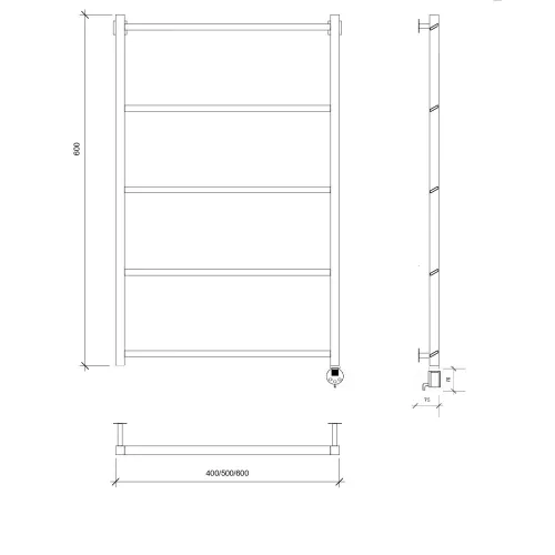 Полотенцесушитель Secado Корсико Grado электрический L/R черный матовый, Выбрать размер: 40х60, Ориентация: левая, изображение 5