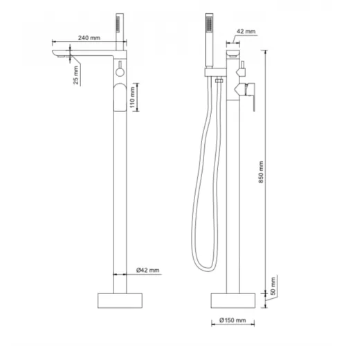 Напольный смеситель Frank F2066Black, Выбрать цвет: Черный матовый, изображение 10
