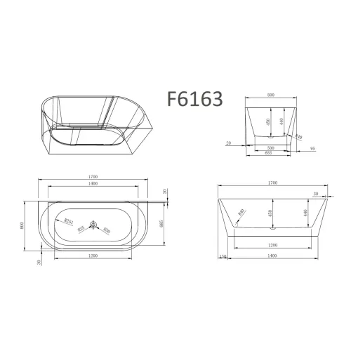 Ванна акриловая Frank F6163 White 170х80, Выбрать цвет: Белый, изображение 10