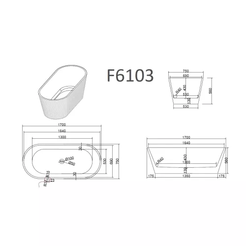 Ванна акриловая Frank F6103 White  170х75, Выбрать цвет: Белый, изображение 7