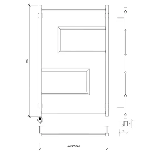 Полотенцесушитель Secado Рабби  электрический L/R черный матовый, Выбрать размер: 40х80, Ориентация: левая, изображение 5