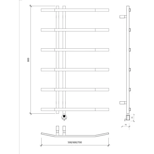 Полотенцесушитель Secado Милето электрический L/R, Выбрать размер: 50х80, Ориентация: левая, изображение 5