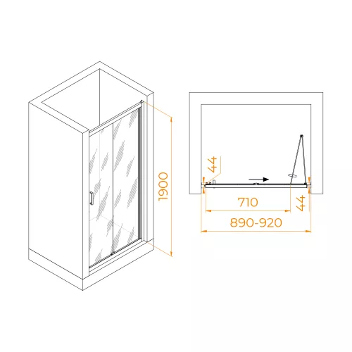 Душевая дверь RGW PA-21B, Цвет профиля: Черный, Выбрать размер: 90, изображение 8