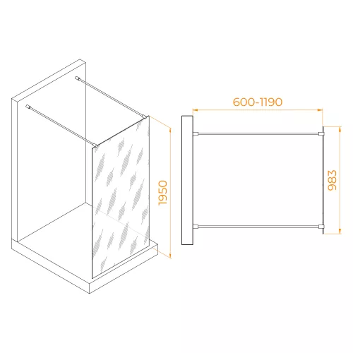 Душевая перегородка RGW WA-016B, Цвет стекла: прозрачное, Цвет профиля: Черный, Выбрать размер: 100, изображение 5
