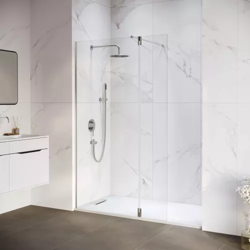 Душевая перегородка RGW WA-051 (WA-010 + Z-071), Цвет стекла: прозрачное, Цвет профиля: Хром, Выбрать размер: 80, изображение 16