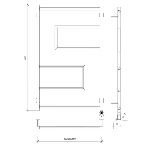 Полотенцесушитель Secado Рабби  электрический L/R черный матовый, Выбрать размер: 40х80, Ориентация: левая, изображение 6