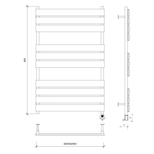 Полотенцесушитель Secado Мормано  электрический L/R черный матовый, Выбрать размер: 40х80, Ориентация: левая, изображение 6