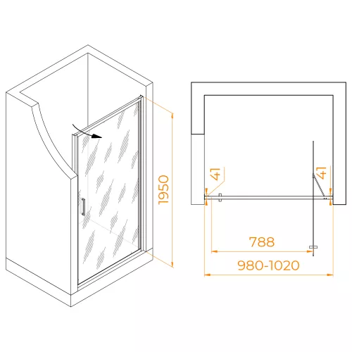 Душевая дверь RGW SV-05-Gr Серый/Ribbed, Цвет стекла: ребристое, Цвет профиля: Серый, Выбрать размер: 100, изображение 3
