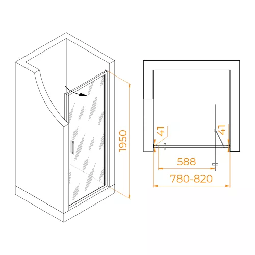 Душевая дверь RGW SV-05-B Чёрный/Прозрачное, Цвет стекла: прозрачное, Цвет профиля: Черный, Выбрать размер: 80, изображение 2