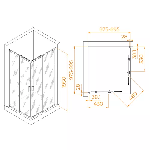 Душевой уголок RGW PA-246, Цвет стекла: прозрачное, Цвет профиля: Хром, Выбрать размер: 90x100, изображение 2