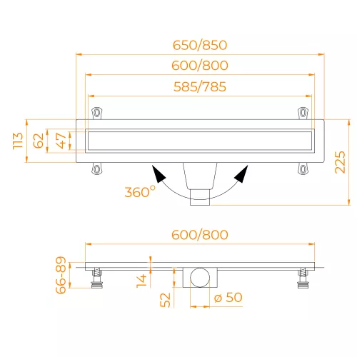 Душевой лоток RGW Drain Leo-21 хром, Выбрать размер: 60, изображение 10
