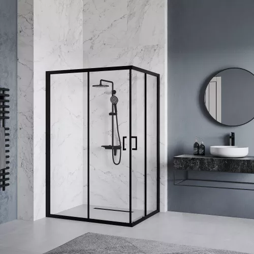 Душевой уголок RGW PA-246B, Цвет стекла: прозрачное, Цвет профиля: Черный, Выбрать размер: 80x100