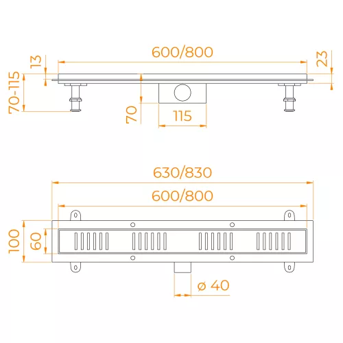 Душевой трап RGW SDR-34B черный, Выбрать размер: 80, изображение 2