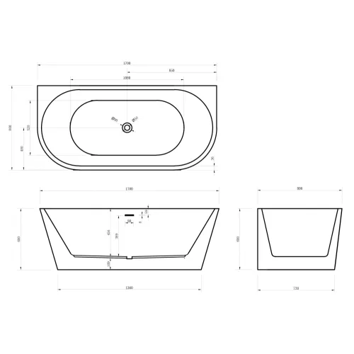 Акриловая ванна ABBER AB9216-1.7MW белая матовая  170х80, Выбрать цвет: Белый матовый, Выбрать размер: 170х80, изображение 4
