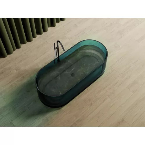 Ванна из полиэфирной смолы  ABBER Kristall AT9708Aquamarin бирюзовая прозрачная, Выбрать цвет: Бирюзовый, изображение 4