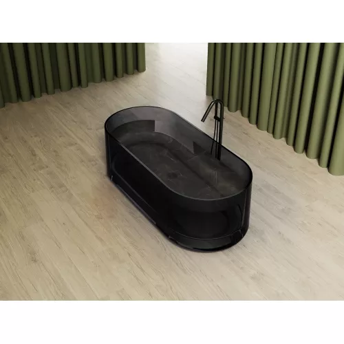 Ванна из полиэфирной смолы  ABBER Kristall AT9708Onyx черная прозрачная, Выбрать цвет: Чёрный, изображение 3