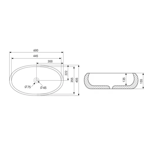 Раковина накладная ABBER Bequem AC2102MW белая матовая, Выбрать цвет: Белый матовый, изображение 4