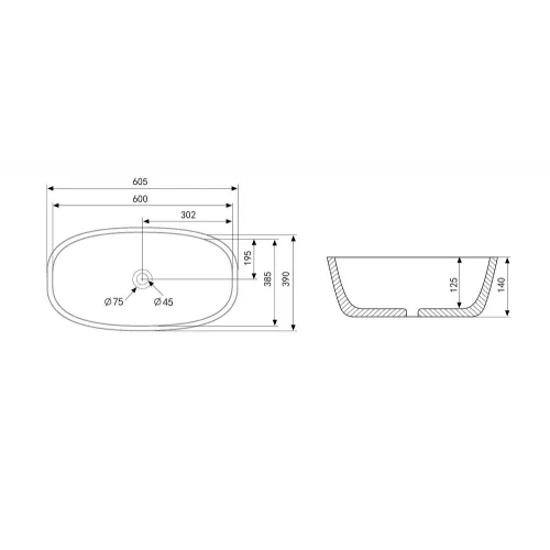 Раковина накладная ABBER Rechteck AC2206MW белая матовая, Выбрать цвет: Белый матовый, изображение 4