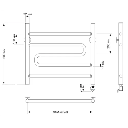 Полотенцесушитель латунный Secado Валенсия 2  электрический L/R бронза, Выбрать размер: 40х60, Ориентация: левая, изображение 5