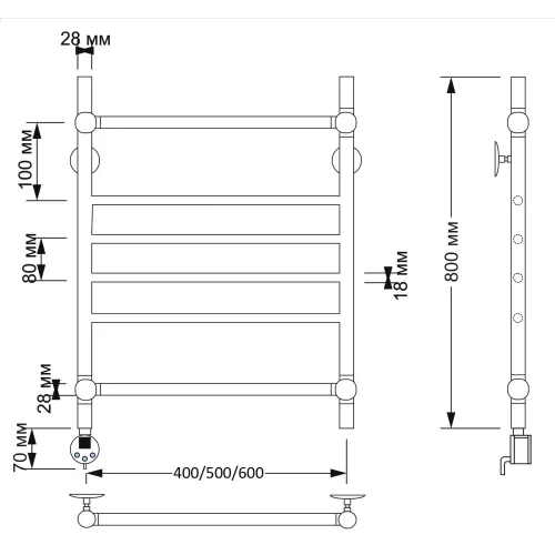 Полотенцесушитель латунный Secado Флоренция 4 электрический L/R  бронза, Выбрать размер: 40х60, Ориентация: левая, изображение 4