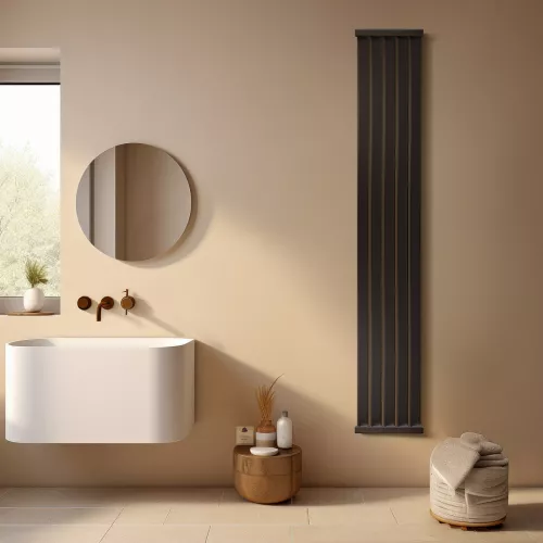 Дизайн-радиатор Secado Сельвино 5 водяной, черный матовый, Выбрать размер: 30х100, изображение 2