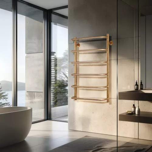 Полотенцесушитель латунный Secado Мерида 1 электрический L/R  бронза, Выбрать размер: 40х60, Ориентация: левая, изображение 2