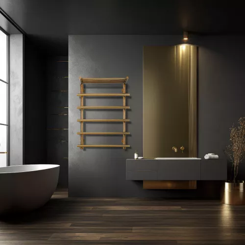 Полотенцесушитель латунный Secado Турин 1 СП , с полочкой, электрический L/R  бронза, Выбрать размер: 50х60, Ориентация: левая, изображение 2