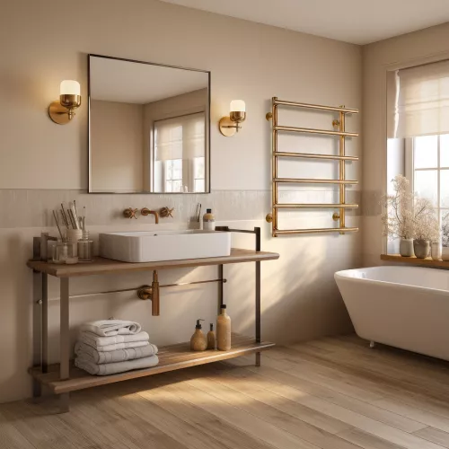 Полотенцесушитель латунный Secado Турин плюс ,электрический L/R  бронза, Выбрать размер: 50х60, Ориентация: левая, изображение 2