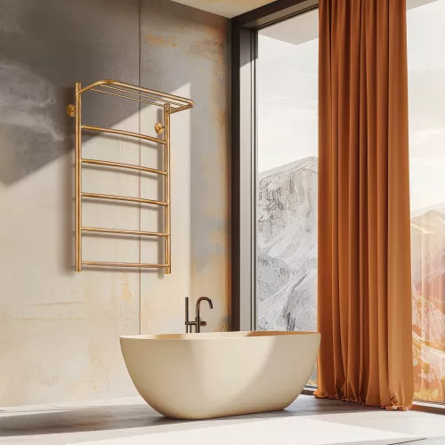 Полотенцесушитель латунный Secado Милан 4, сполочкой , электрический L/R  бронза, Выбрать размер: 40х60, Ориентация: левая, изображение 2