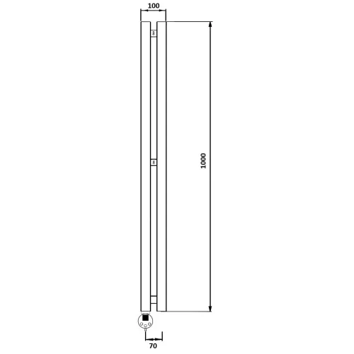 Полотенцесушитель Secado Бергамо 2К электрический , с крючками , L/R черный матовый, Выбрать размер: 10х100, Ориентация: левая, изображение 4