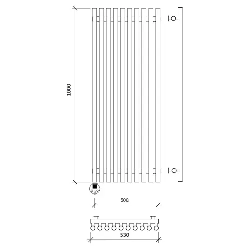 Дизайн-радиатор Secado Бергамо плюс 10  электрический L/R черный матовый, Выбрать размер: 53х100, Ориентация: левая, изображение 4