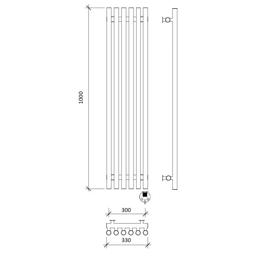 Дизайн-радиатор Secado Бергамо плюс 6  электрический L/R черный матовый, Выбрать размер: 33х100, Ориентация: левая, изображение 5