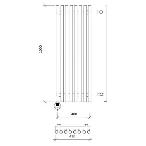 Дизайн-радиатор Secado Бергамо плюс 8  электрический L/R черный матовый, Выбрать размер: 43х100, Ориентация: левая, изображение 4