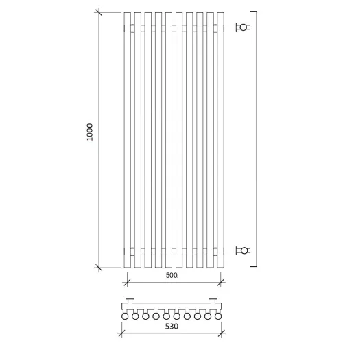 Дизайн-радиатор Secado Бергамо плюс 10 водяной,черный матовый, Выбрать размер: 53х100, изображение 3