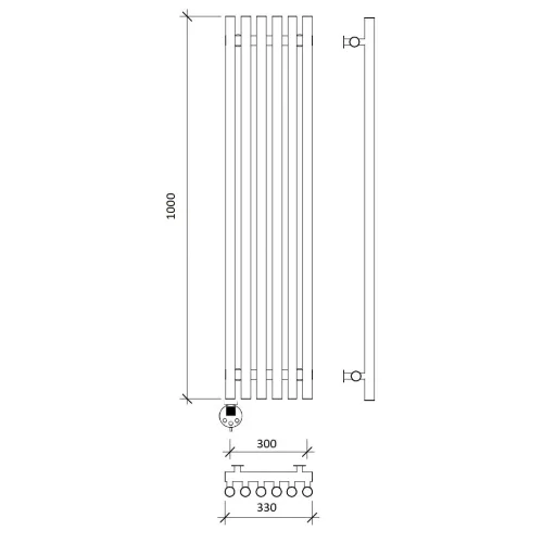 Дизайн-радиатор Secado Бергамо плюс 6  электрический L/R черный матовый, Выбрать размер: 33х100, Ориентация: левая, изображение 4